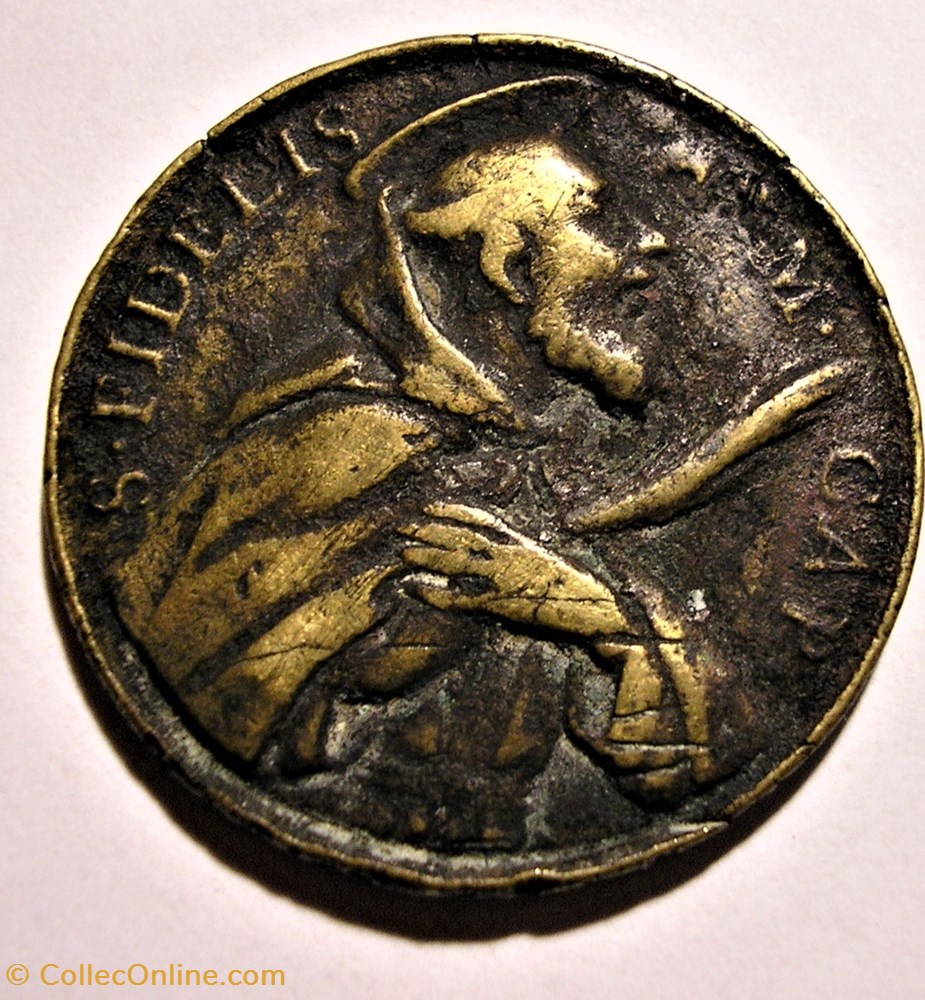 Saint Fidelis of Sigmaringen & Saint Joseph of Leonessa - Medal ca.1750 2 patrimoine religieux souvenir saint fidelis of sigmaringen saint joseph of leonessa medal ca 1750