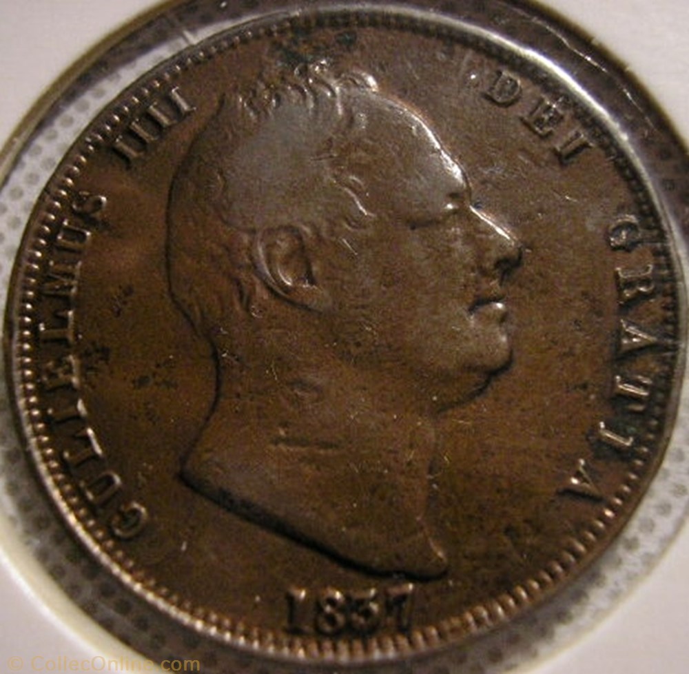 William IV - HalfPenny 1837 Kingdom of Great Britain monnaie monde royaume uni william iv halfpenny 1837 kingdom of great britain