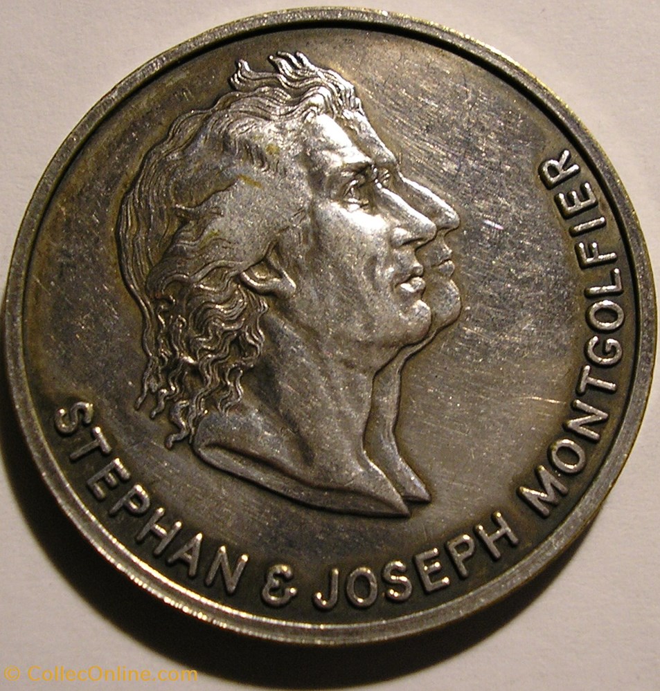 Stephan & Joseph Montgolfier - TWA Milestones in Manned Flight Token 1969 USA monnaie jeton mereaux stephan joseph montgolfier twa milestones in manned flight token 1969 usa