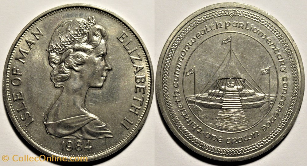 Elizabeth II - Crown 1984, Commonwealth Parliamentary Conference - Isle of Man monnaies monde ile de elizabeth ii crown 1984 commonwealth parliamentary conference isle of man
