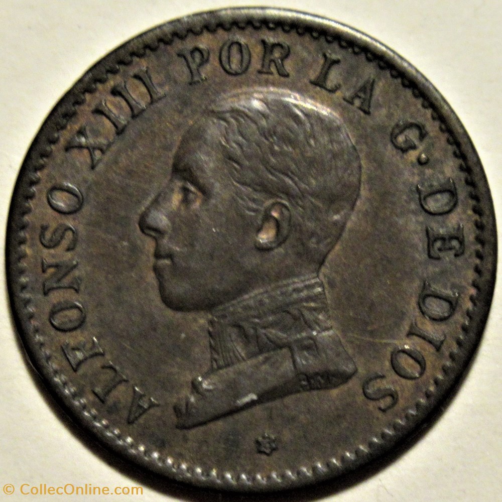 1913 - 1 Centimo - Alfonso XIII de España 2 monnaies monde espagne 1913 1 centimo alfonso xiii de espana