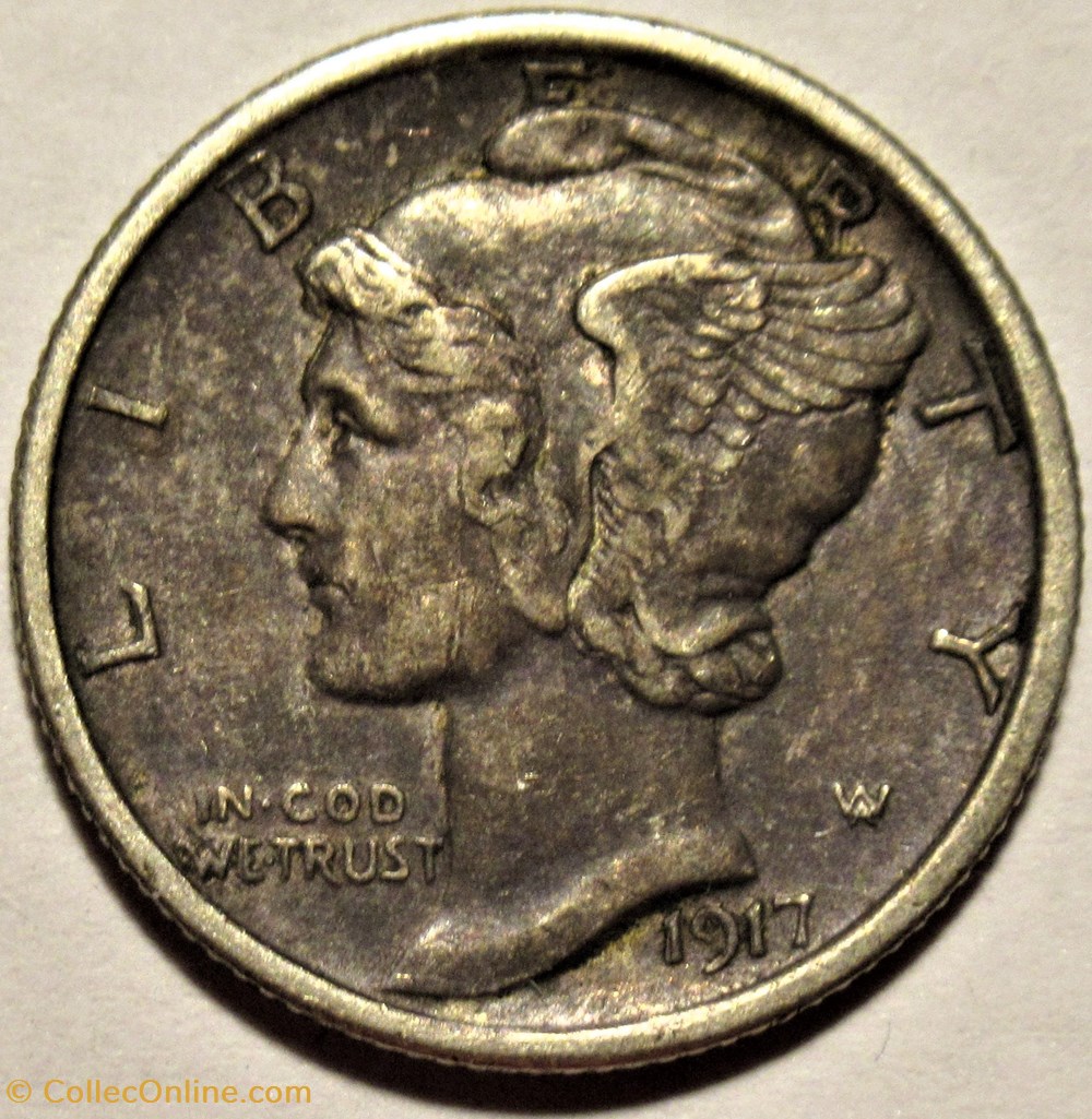 1917 Dime - Double Die monnaies monde etats unis 1917 dime double die