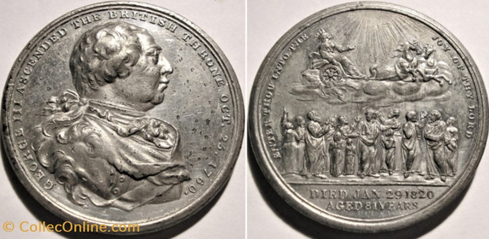 George III - Death of King Medal 1820 Prophet Elijah, Matthew 25:21 - Great Britain medailles royaume uni george iii death of king medal 1820 prophet elijah matthew 25 21 great britain