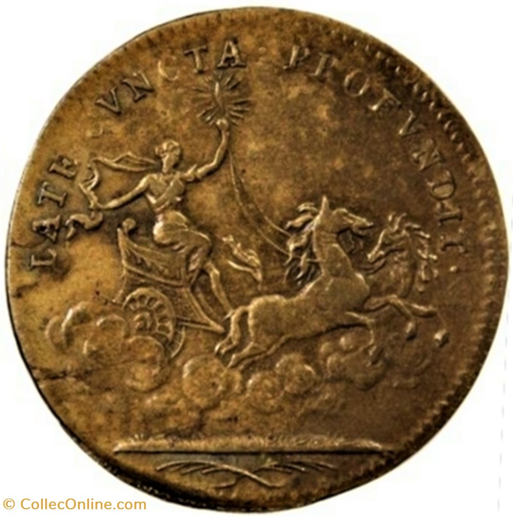 Louis XIV - c.1700 Jeton Aurora, Late Cuncta Profundit 3 monnaies paranumismatique jetons poids louis xiv c 1700 jeton aurora late cuncta profundit