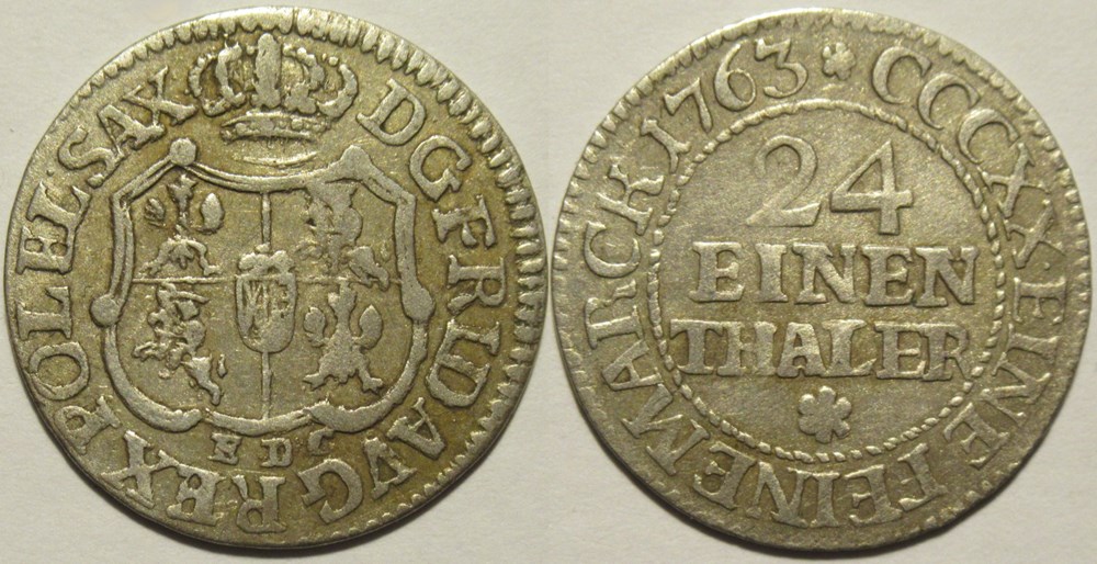 Friedrich August II - 1/24 Thaler 1763 Electorate of Saxony monnaies europe medievale saint empire romain germanique friedrich august ii 1 24 thaler 1763 electorate of saxony
