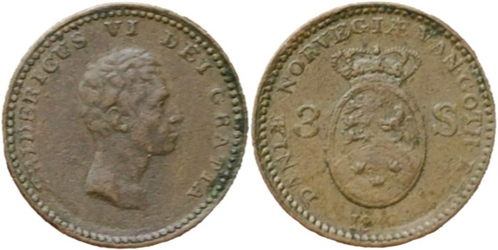 Frederik VI Denmark - 3 Skilling 1812 (Overdate) monnaies monde danemark frederik vi denmark 3 skilling 1812 overdate