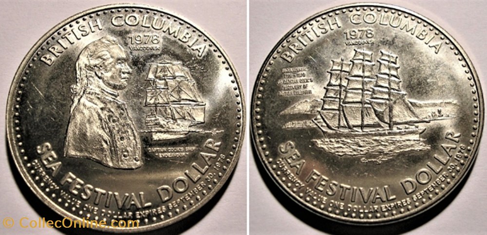 Vancouver, British Columbia - One Dollar Token 1978 - Bicentennial of Captain Cook monnaie jeton mereaux vancouver british columbia one dollar token 1978 bicentennial of captain cook