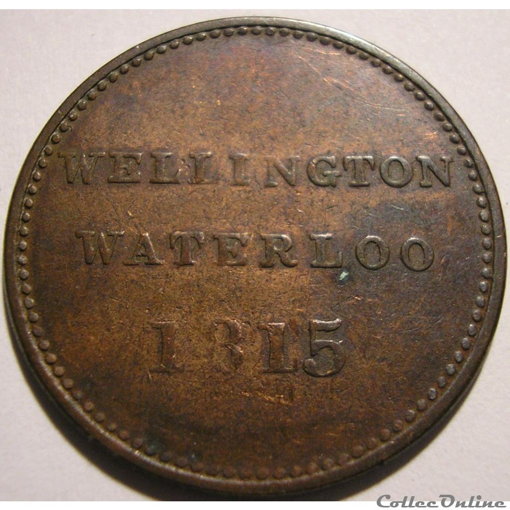 Wellington - HalfPenny Token 1815 Waterloo 4 monnaie monde canadum wellington halfpenny token 1815 waterloo