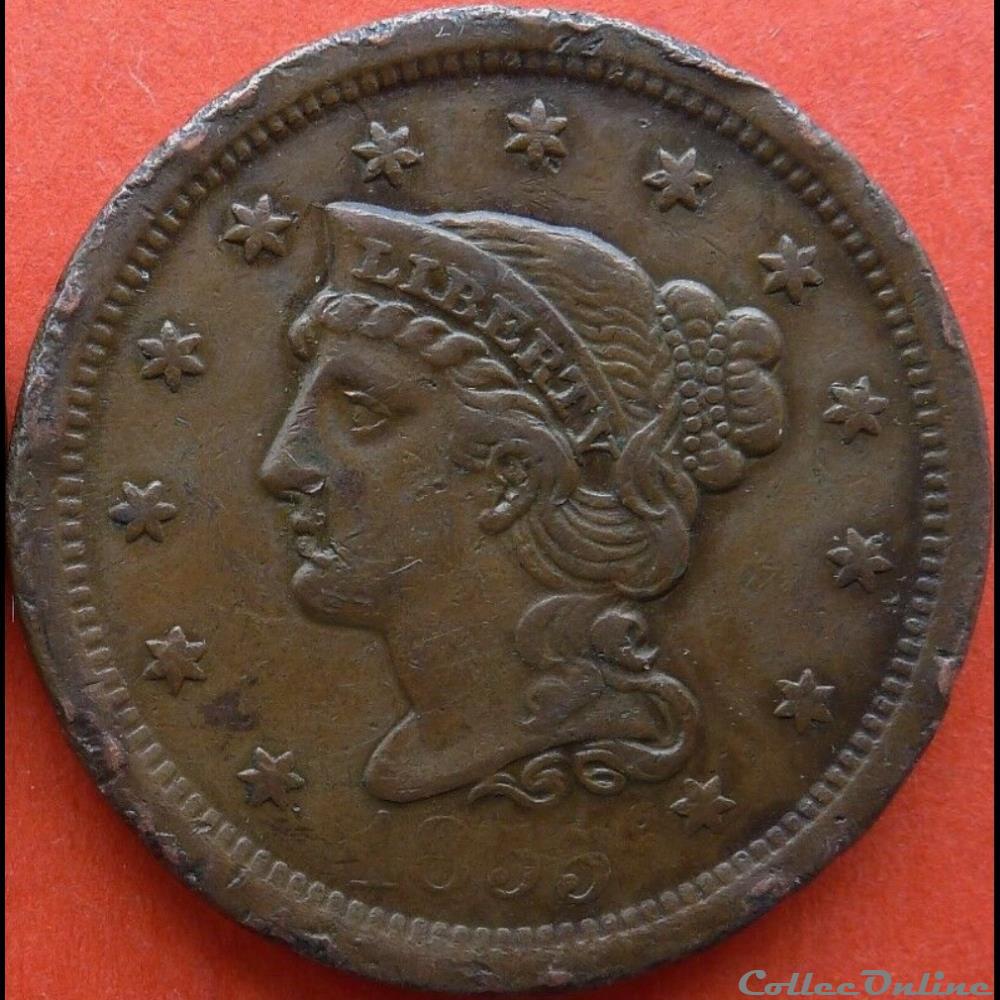 1855 One Cent monnaie monde etat uni 1855 one cent