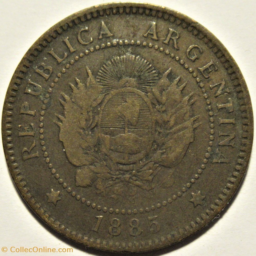 Argentina - Un Centavo 1885 3 monnaies monde argentine argentina un centavo 1885