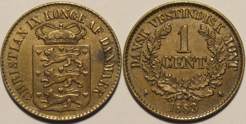 monnaies colonies danoises christian ix of denmark 1 cent 1883 west indies