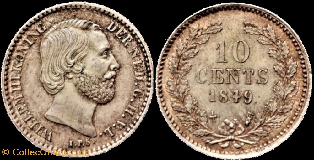 Willem III of Nederland - 10 Cents 1849 monnaies monde pays bas willem iii of nederland 10 cents 1849