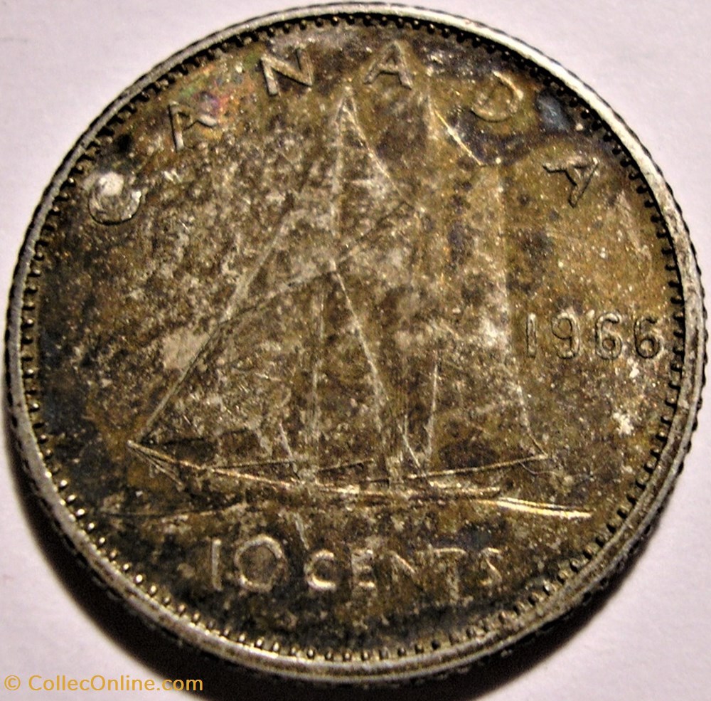 Elizabeth II - 10 Cents 1966 monnaie monde canadum elizabeth ii 10 cents 1966