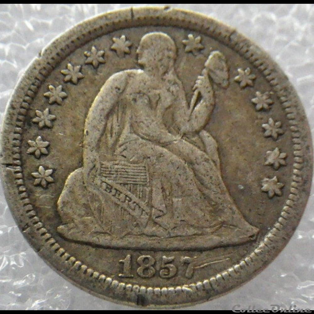 1857 Dime / 10 Cents monnaies monde etats unis 1857 dime 10 cents