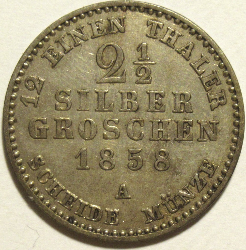 Friedrich Wilhelm IV - 2½ Silbergroschen 1858 Berlin, Kingdom of Prussia monnaies europe medievale saint empire romain germanique friedrich wilhelm iv 2 silbergroschen 1858 berlin kingdom of prussia