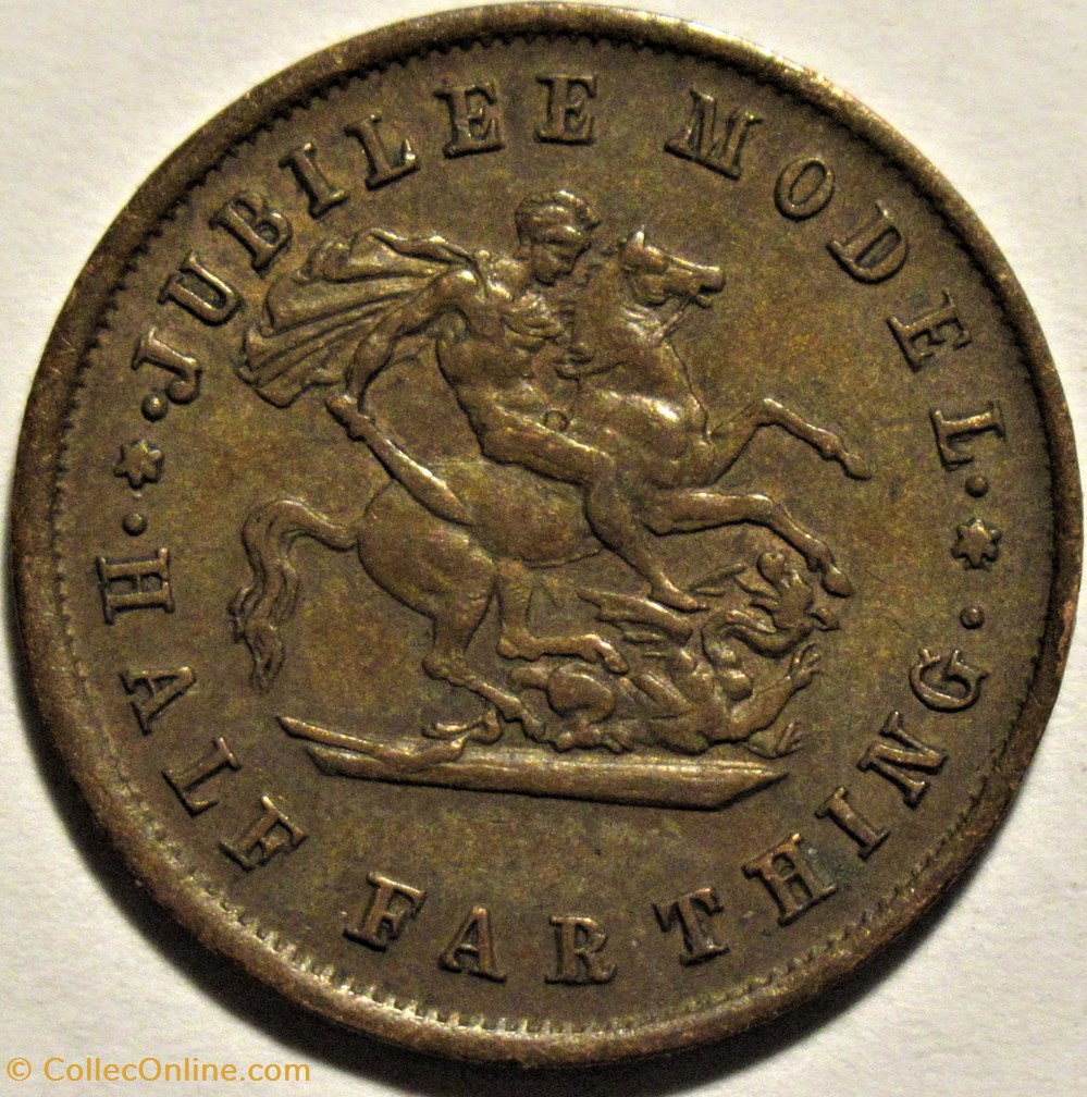 Victoria - Half Farthing 1897 Jubilee Model Token monnaies paranumismatique jetons poids victoria half farthing 1897 jubilee model token
