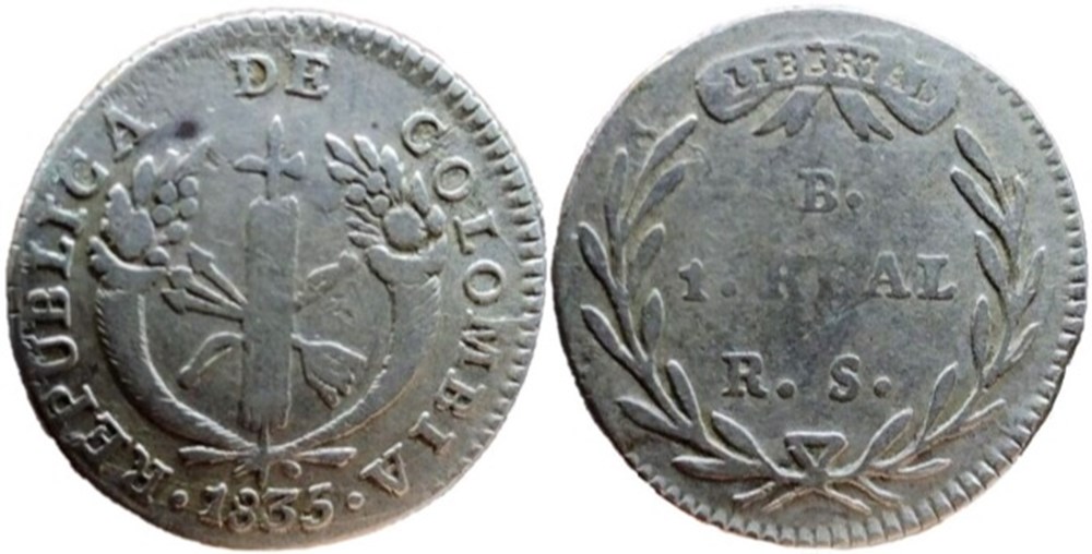 1 Real 1835 Bogota monnaies monde colombie 1 real 1835 bogota