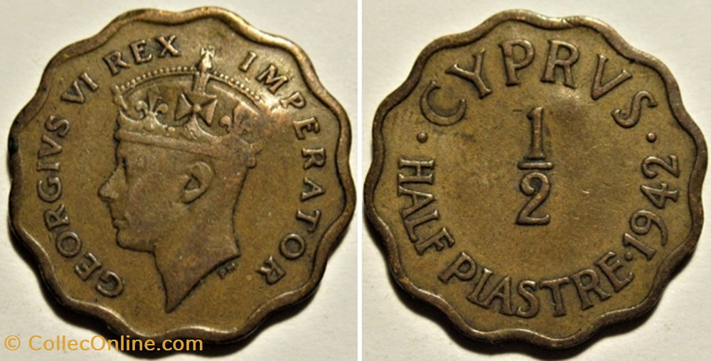 George VI - Half Piastre 1942 - Cyprus monnaies monde chypre george vi half piastre 1942 cyprus