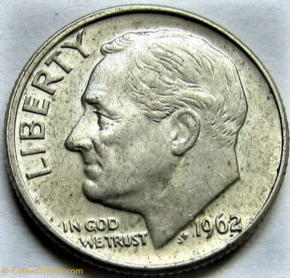 1962 Denver Dime monnaies monde etats unis 1962 denver dime