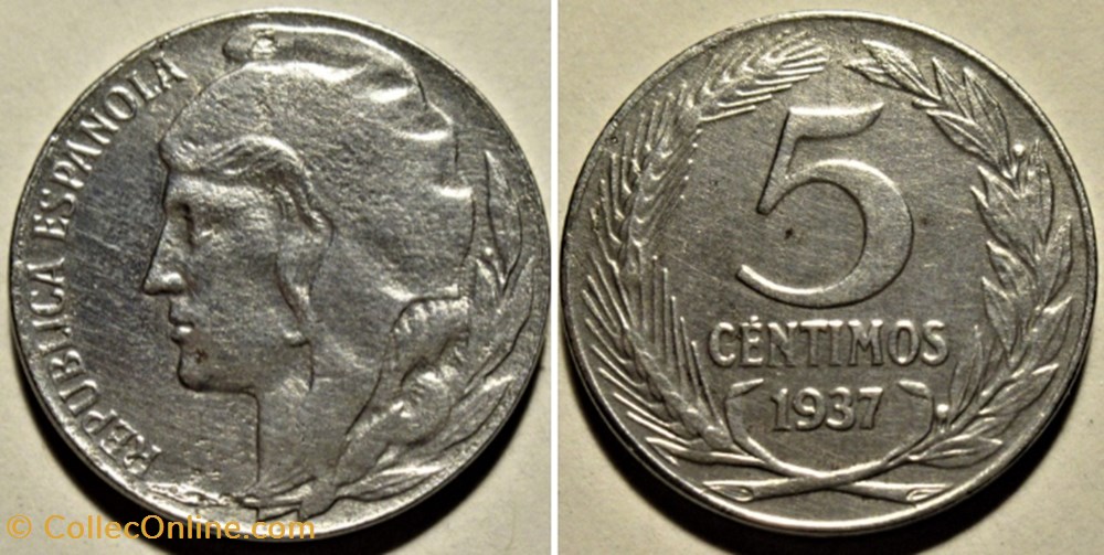monnaies monde espagne 1937 5 centimos second republic of spain