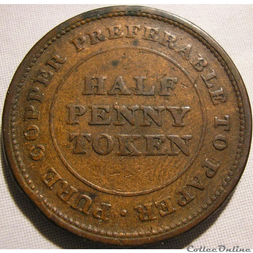 George III - HalfPenny Token 1812 H - Trade & Navigation 4 monnaies monde canada george iii halfpenny token 1812 h trade navigation