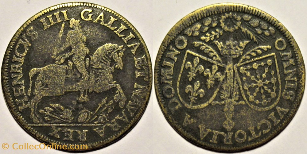 Henri IV à cheval - c.1593 - Jeton de Nuremberg, variété monnaies paranumismatique jetons poids henri iv a cheval c 1593 jeton de nuremberg variete