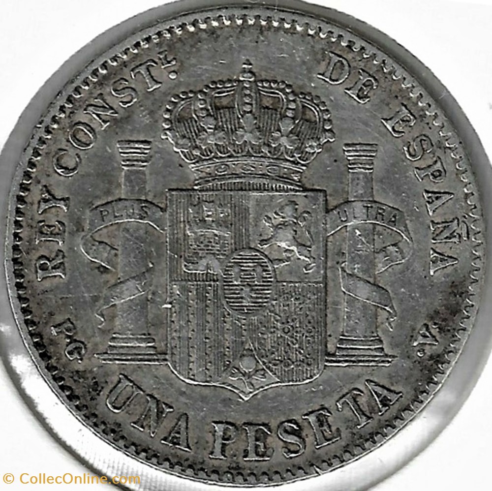 1896 - Peseta - Alfonso XIII de España 3 monnaies monde espagne 1896 peseta alfonso xiii de espana