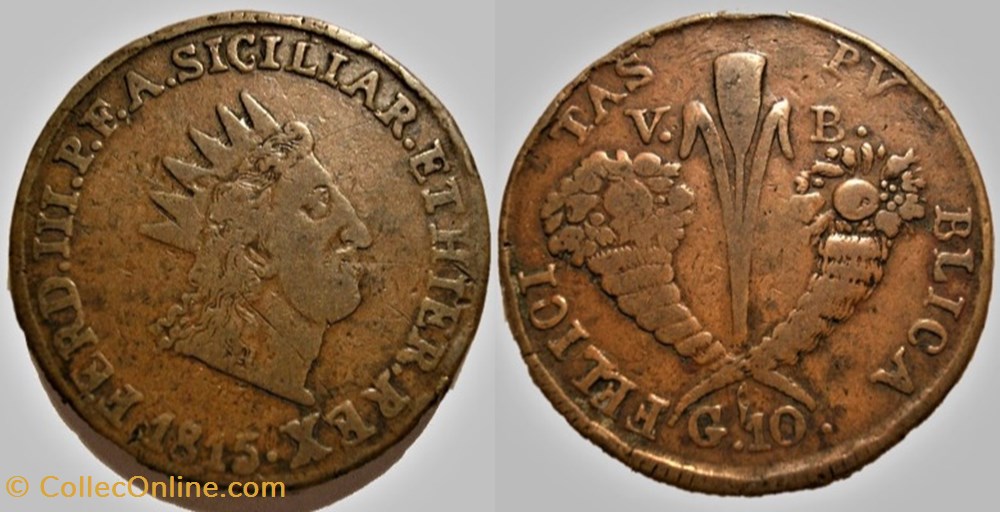 monnaies europe medievale royaume de sicile 1815 regno di sicilia 10 grani ferdinando iii
