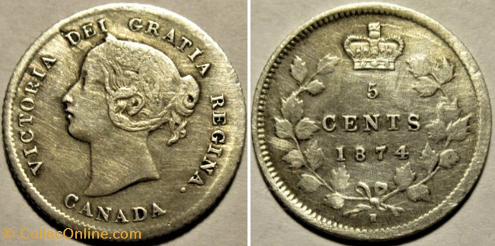 Victoria - 5 Cents 1874 H monnaies monde canada victoria 5 cents 1874 h