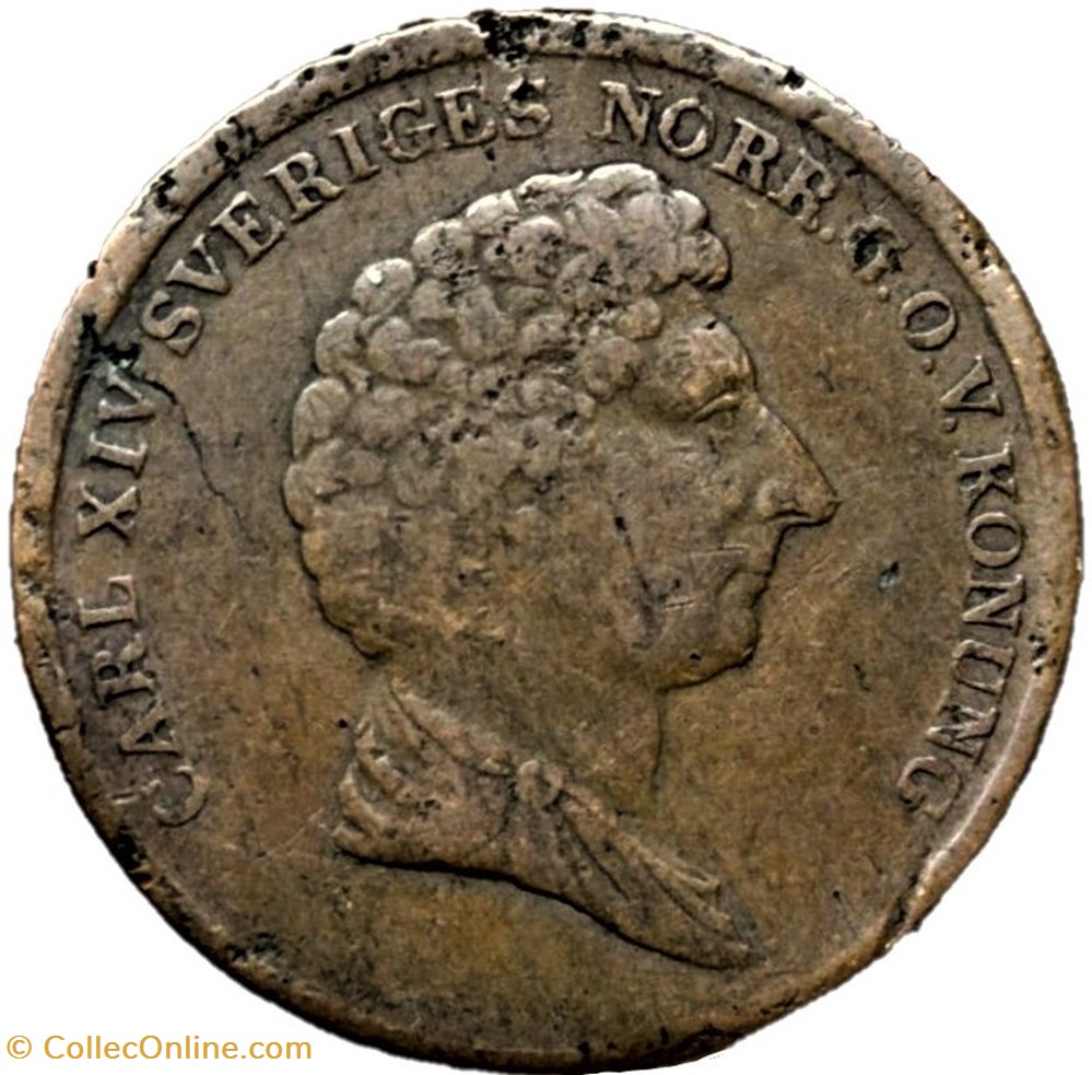 monnaies monde suede sweden karl xiv johan 2 skilling banco 1835