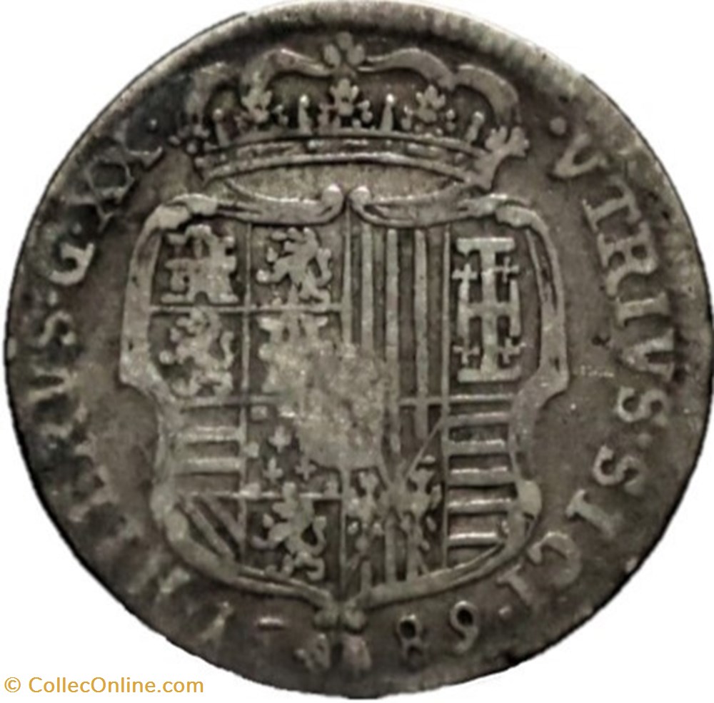 1689 Royaume de Naples 1 Tari / 20 Grani - Carlos II d'Espagne monnaies europe medievale 1689 royaume de naples 1 tari 20 grani carlos ii espagne