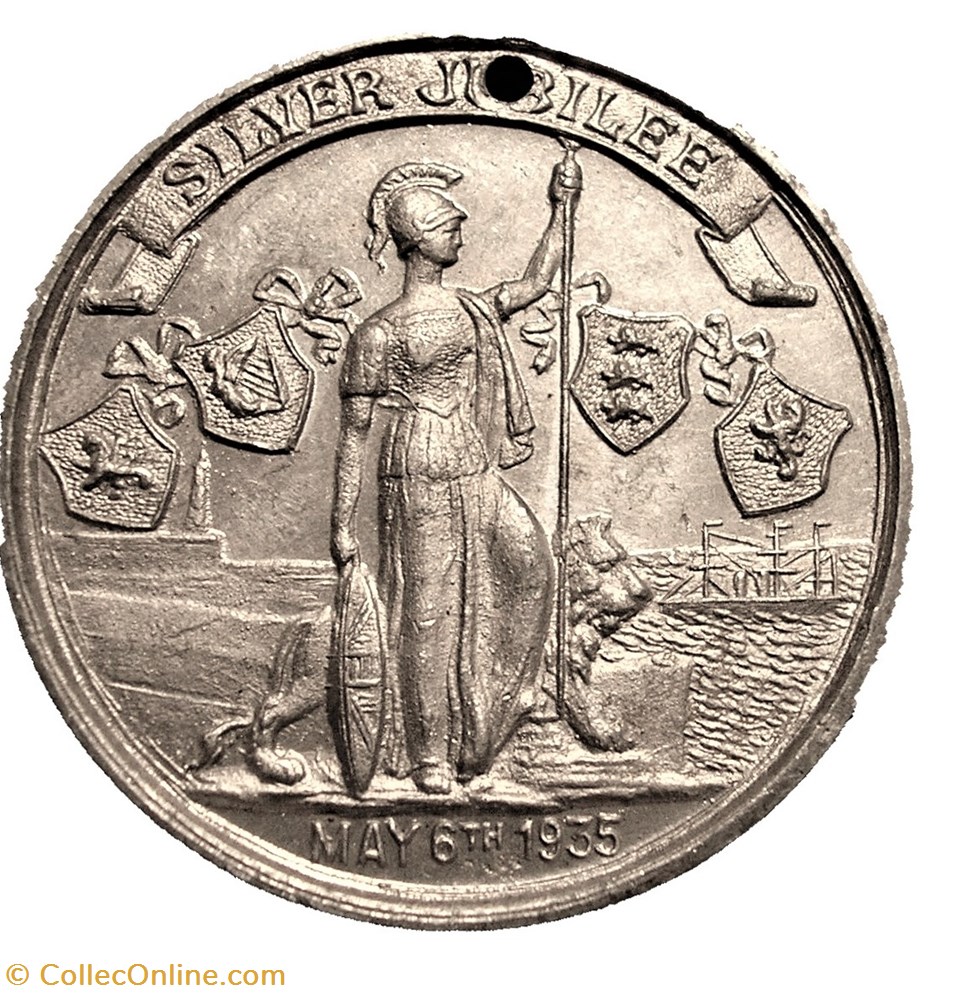 George V & Mary - 1935 Silver Jubilee Medal 3 medaille royaume uni george v mary 1935 silver jubilee medal