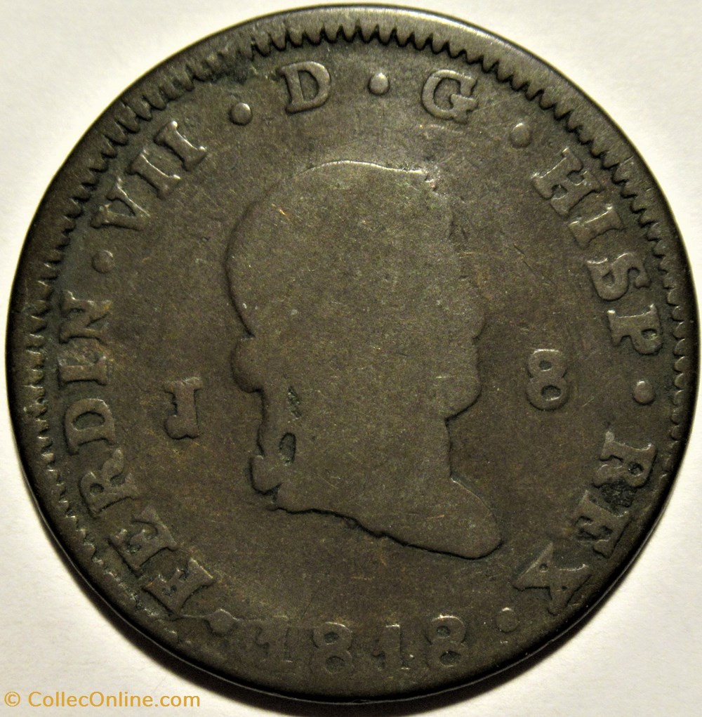 1818 Jubia 8 Maravedis - Fernando VII de España 2 monnaies monde espagne 1818 jubia 8 maravedis fernando vii de espana