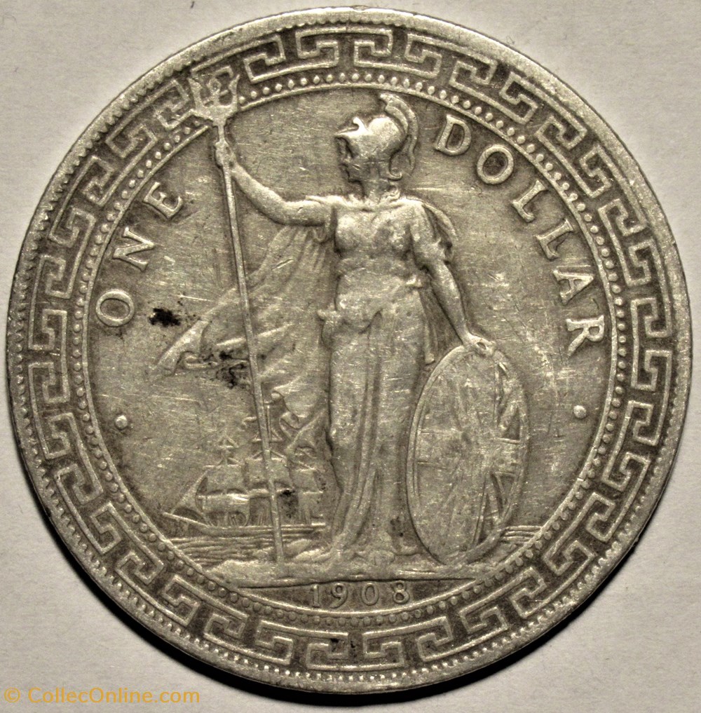 Edward VII - One Trade Dollar 1908 - Bombay Mint monnaies colonies britanniques edward vii one trade dollar 1908 bombay mint