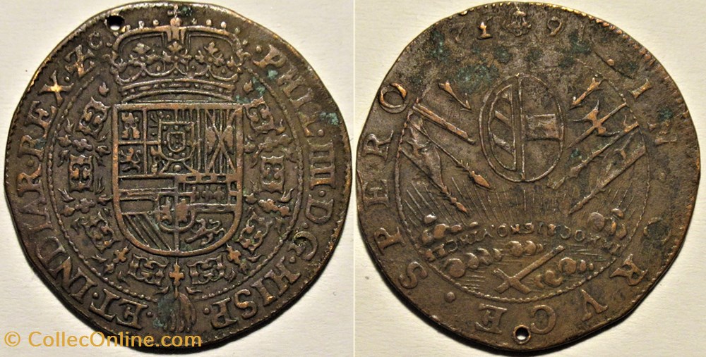 1632 Token of Brussels, Spanish Netherlands - Philip IV of Spain monnaies europe medievale pays bas espagnols 1632 token of brussels spanish netherlands philip iv of spain