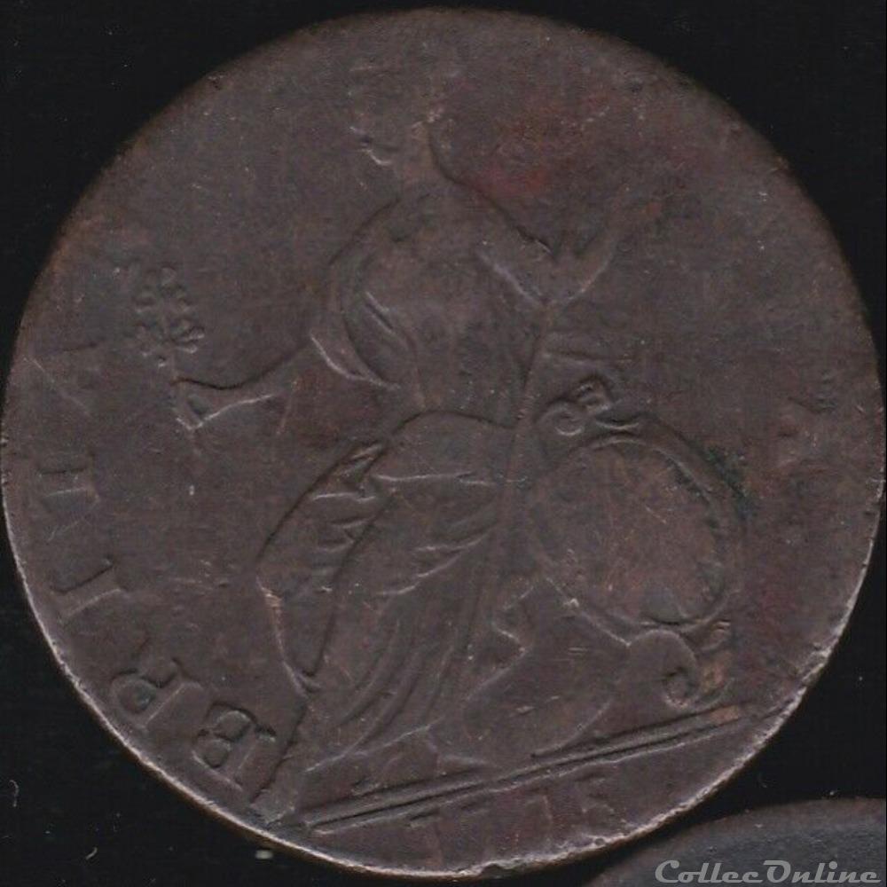 1775 Half Penny No Regal - George III of Great Britain (Ex.7) 4 monnaie monde etat uni 1775 half penny no regal george iii of great britain ex 7