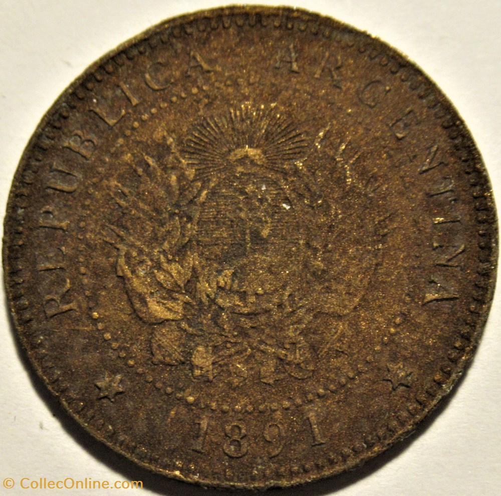 Argentina - Un Centavo 1891 3 monnaies monde argentine argentina un centavo 1891