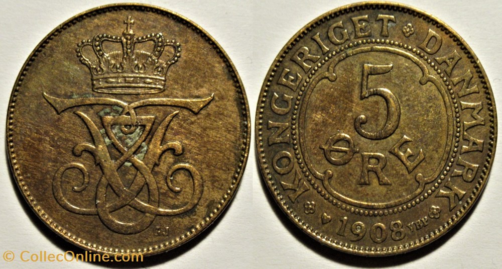 Frederik VIII Denmark - 5 Øre 1908 monnaies monde danemark frederik viii denmark 5 re 1908