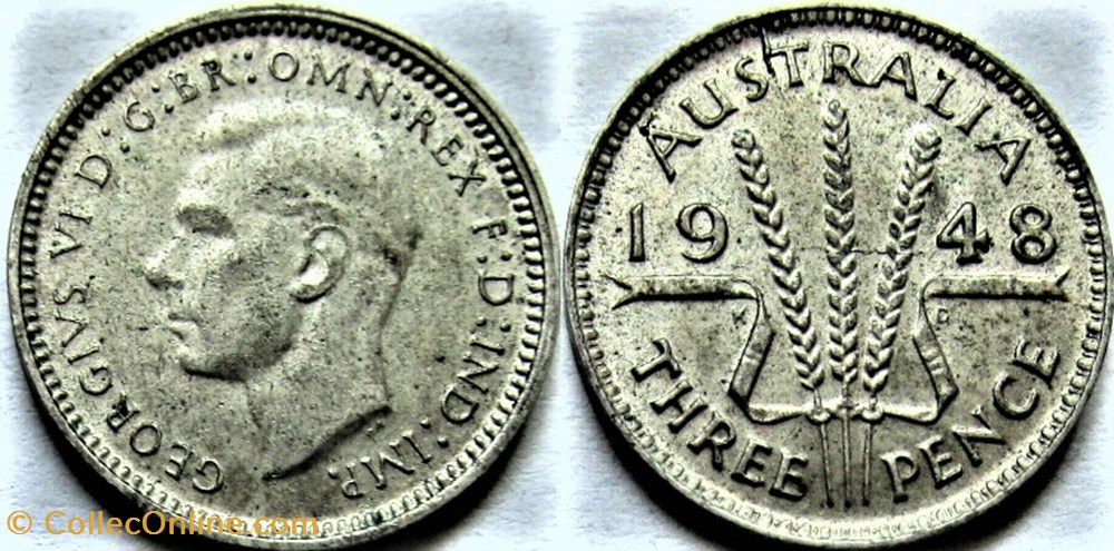 George VI - 3 Pence 1948 - Australia monnaies monde australie george vi 3 pence 1948 australia