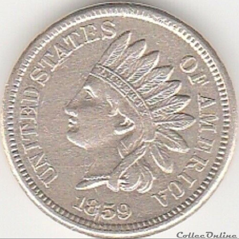 1859 One Cent (ex.3) monnaie monde etat uni 1859 one cent ex 3