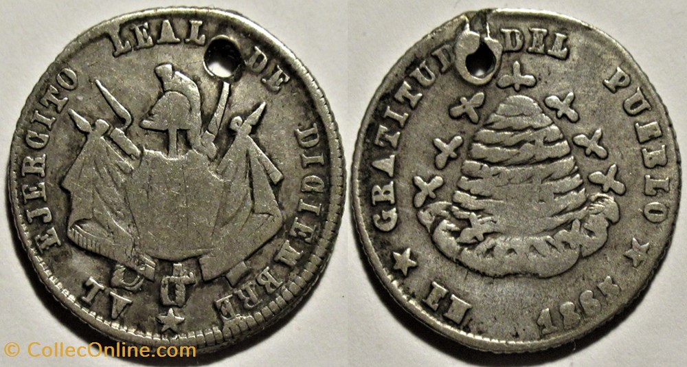 1865 Potosi - To the loyal army Medal monnaies monde bolivie 1865 potosi to the loyal army medal