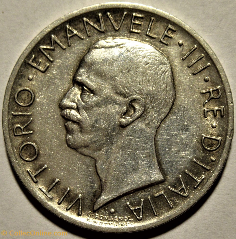 1929 Royaume d'Italie, 5 Lire, Roma - Vittorio Emanuele III 2 monnaies monde 1929 royaume italie 5 lire roma vittorio emanuele iii