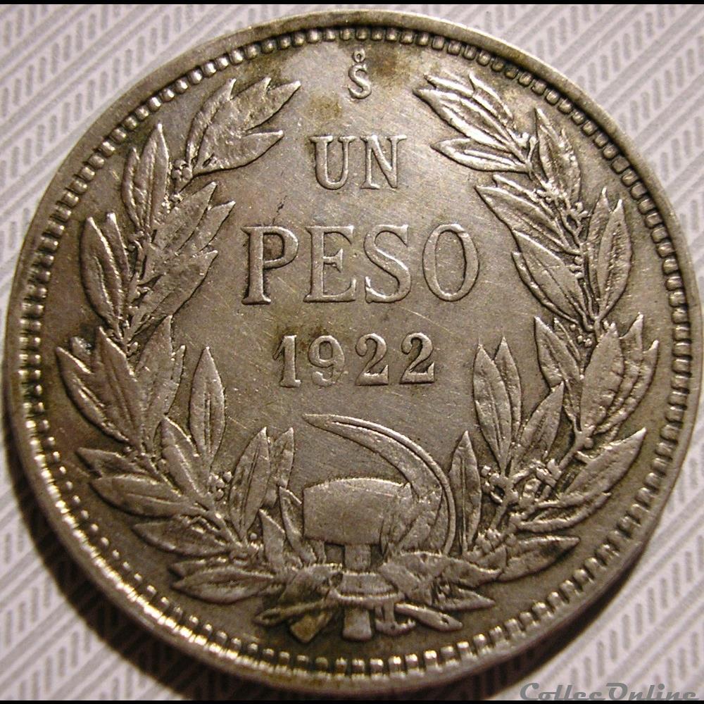 monnaies monde chili chile un peso 1922 s santiago