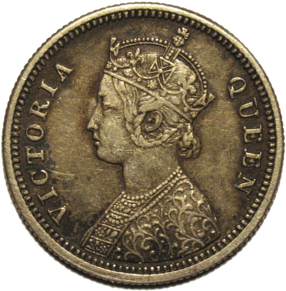 Victoria - 1/4 Rupee 1874 Calcutta - British India monnaies monde inde victoria 1 4 rupee 1874 calcutta british india