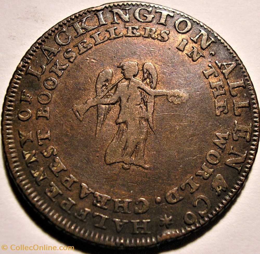 1795 HalfPenny - J. Lackington & Allen’s, Finsbury Square, London, England (variety) monnaie monde royaume uni 1795 halfpenny j lackington allen s finsbury square london england variety