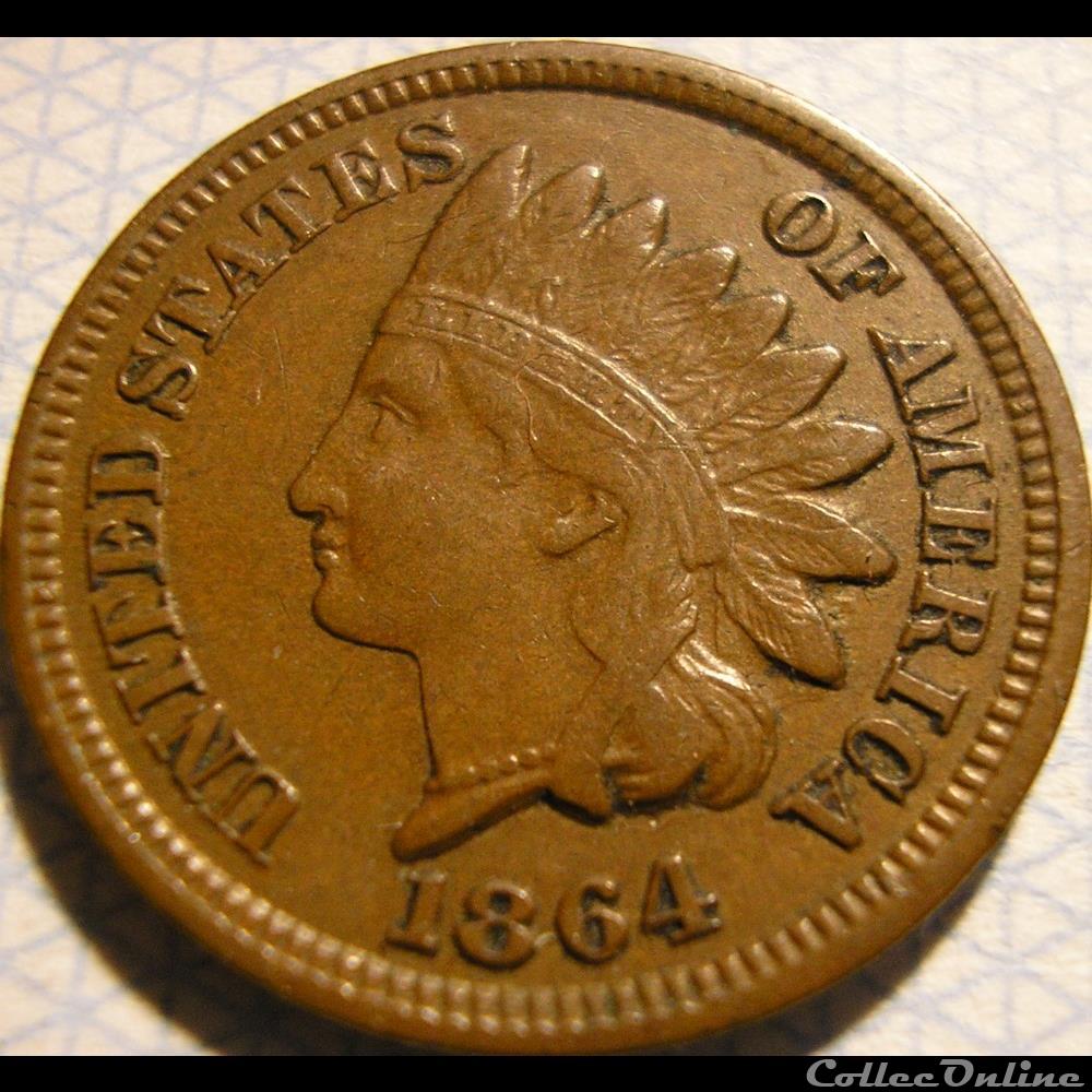 1864 One Cent (ex.2) 3 monnaie monde etat uni 1864 one cent ex 2