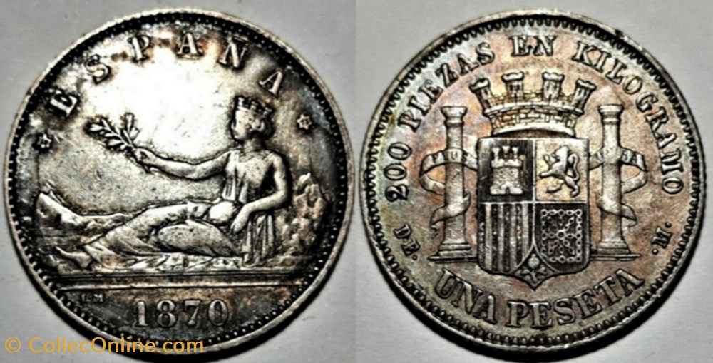 monnaies monde espagne 1870 peseta provisional government of spain