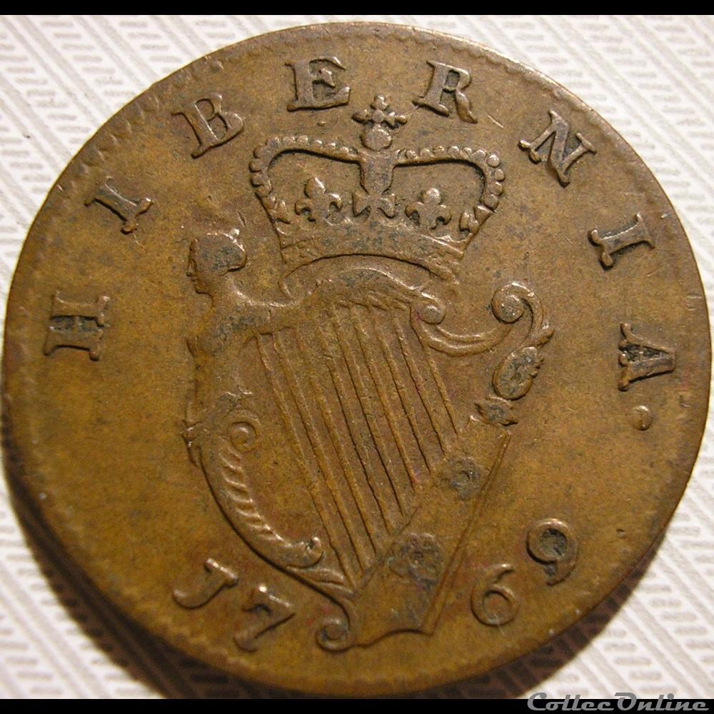 1769 Half Penny Hibernia - George III of Great Britain 2 monnaie monde irlande 1769 half penny hibernia george iii of great britain