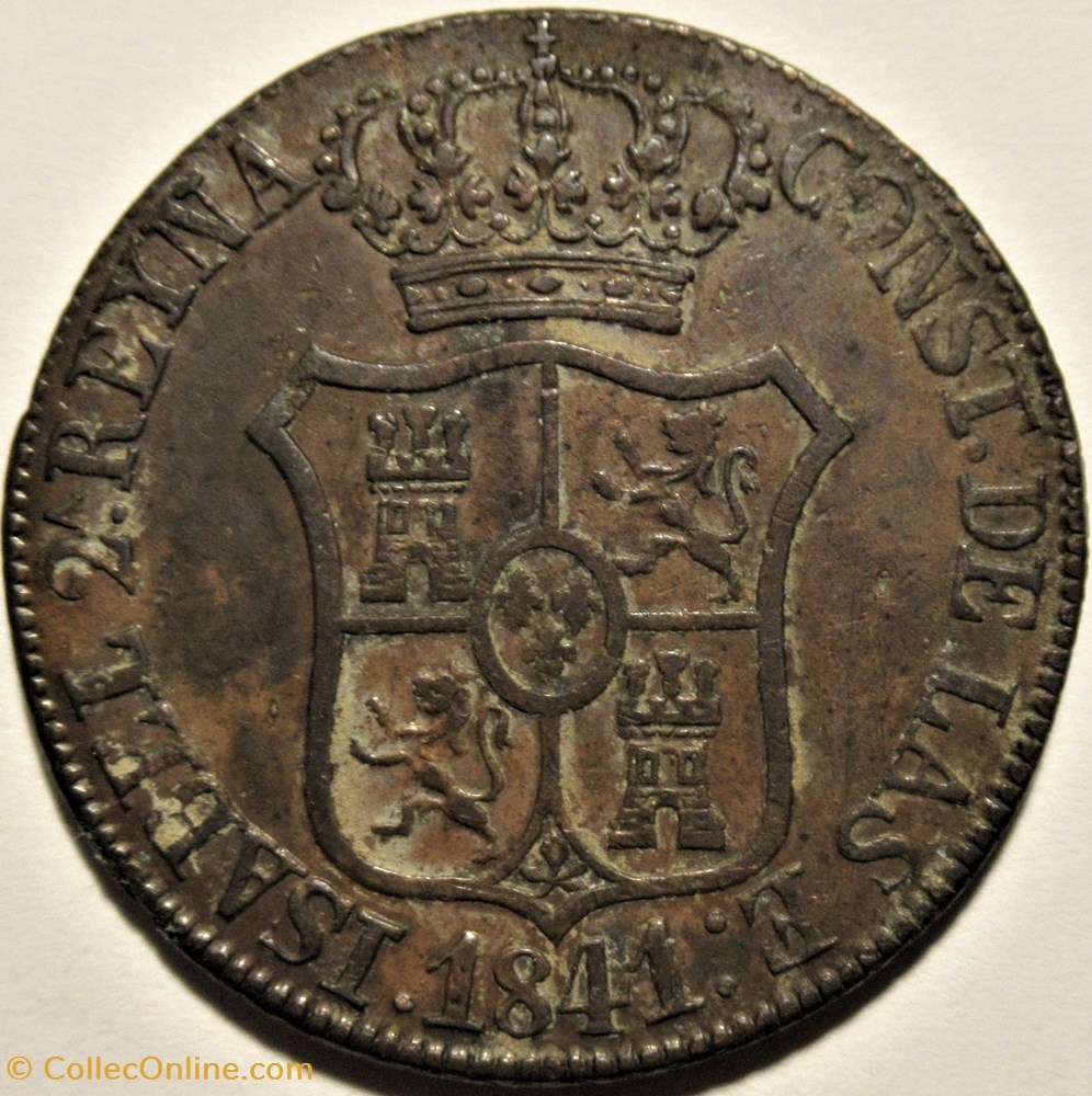 1841 Catalunya - 6 Cuartos - Isabel II of Spain 2 monnaies monde espagne 1841 catalunya 6 cuartos isabel ii of spain