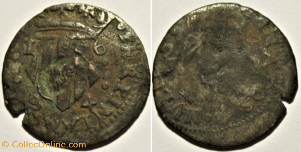1654 Perpignan - 2 Sols countermarked - Philip IV of Spain - inverted Date monnaies europe medievale principaute de catalogne 1654 perpignan 2 sols countermarked philip iv of spain inverted date